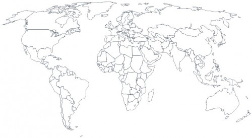 World map in black and white
