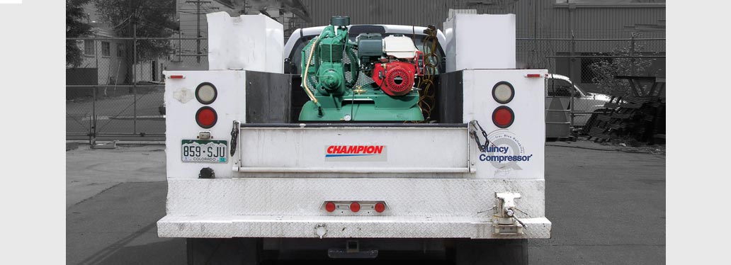 Road service truck compressor package