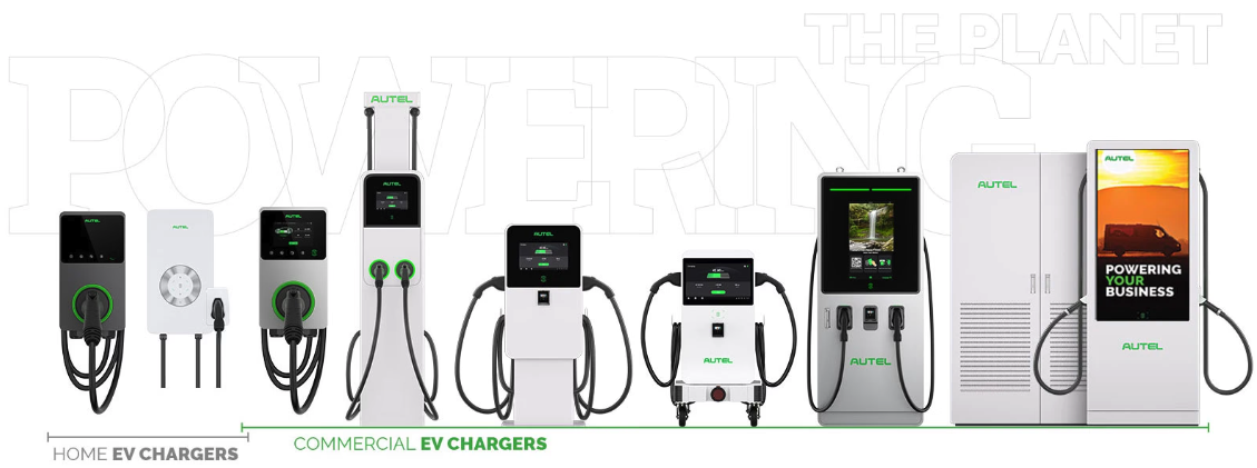 Full line of Autel EV charger family.